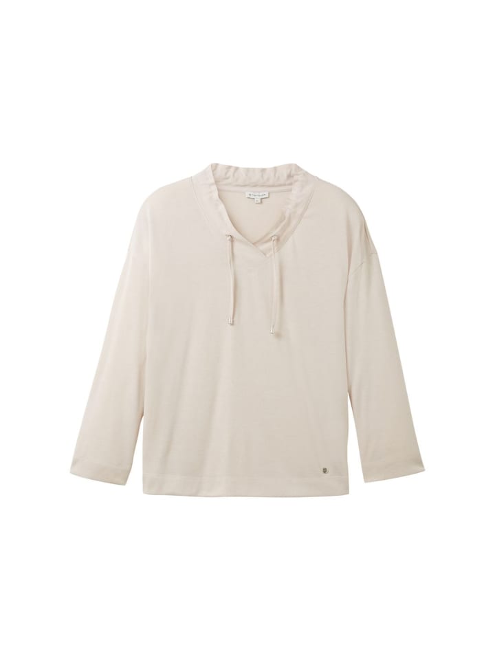 Langarmshirt GATHERING V-NECK in Grau