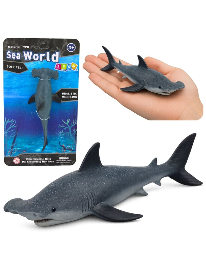 Hammerhai-Gummifischfigur, dehnbar, realistisch, 17 cm