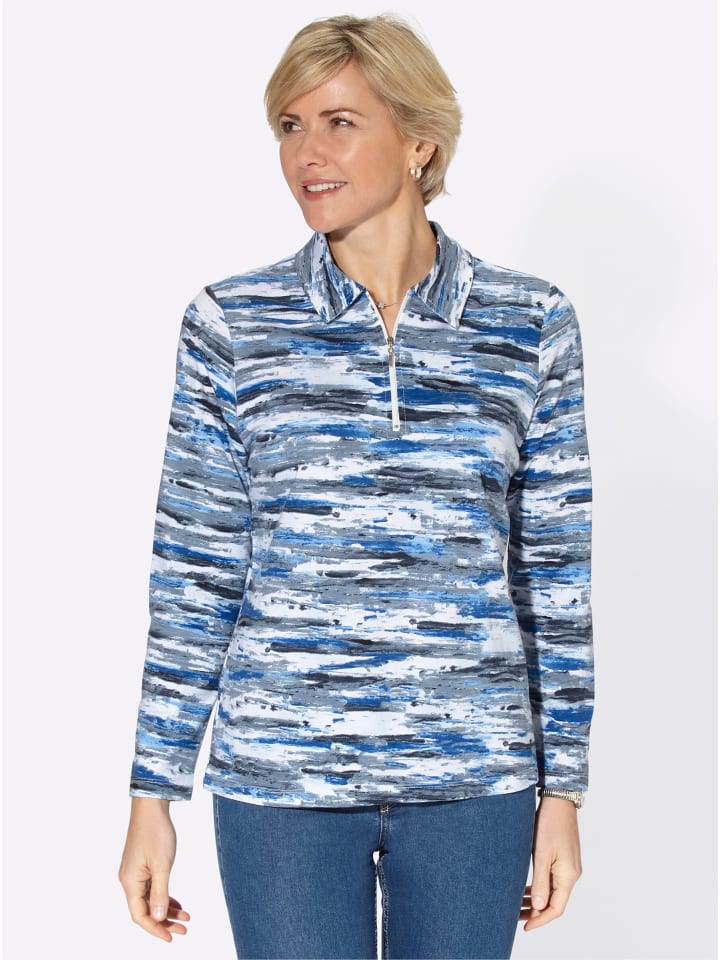 Shirt in mittelblau-gemustert
