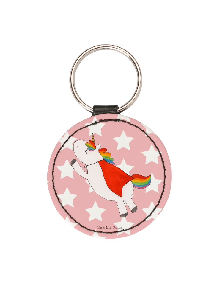 Schlüsselanhänger Einhorn Super ohne Spruch in Rot Pastell
