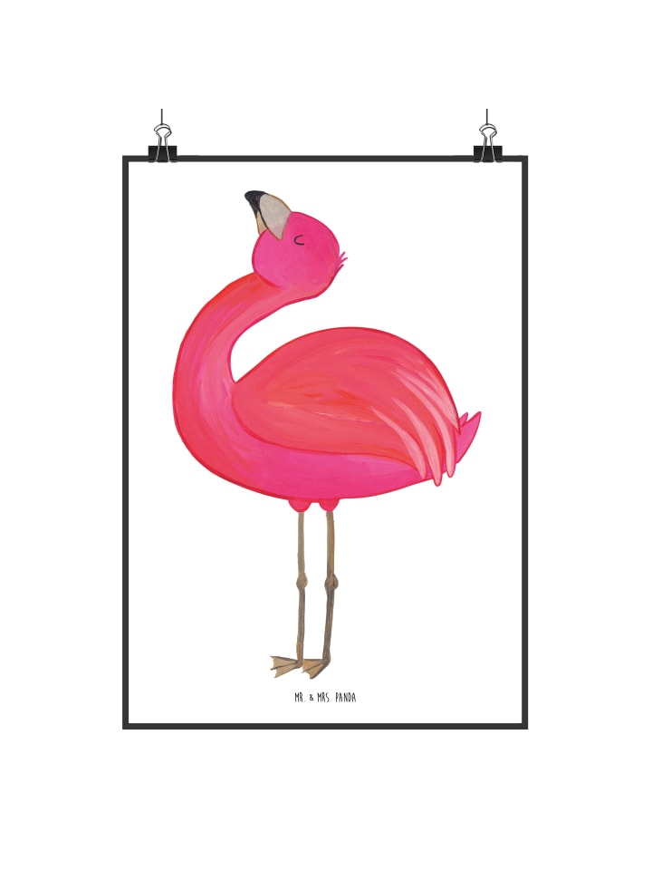 Poster Flamingo Stolz ohne Spruch in Weiß