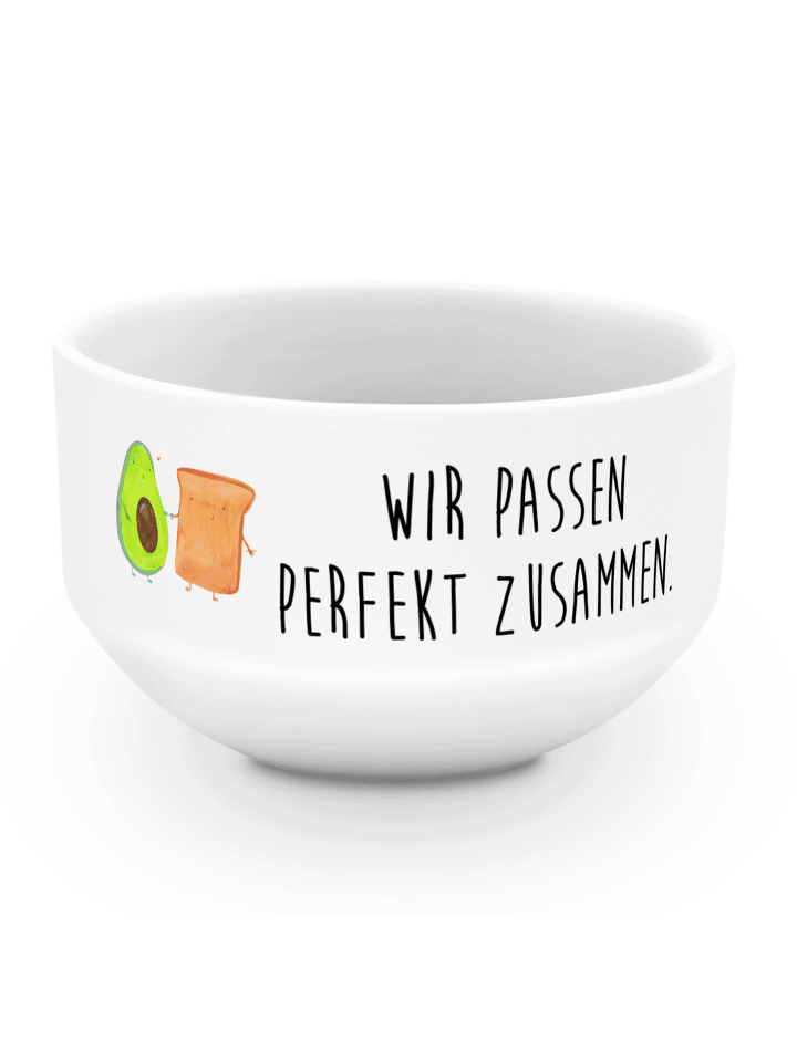 Schüssel Avocado Toast mit Spruch in Weiß