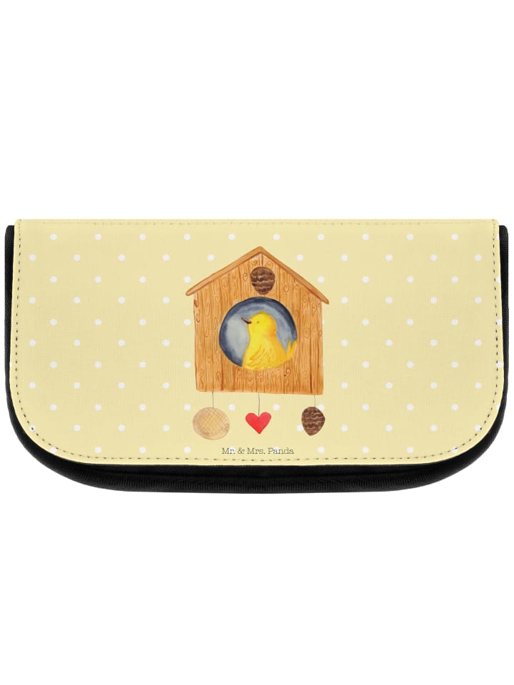 Kosmetiktäschchen Vogel Haus ohne Spruch in Gelb Pastell