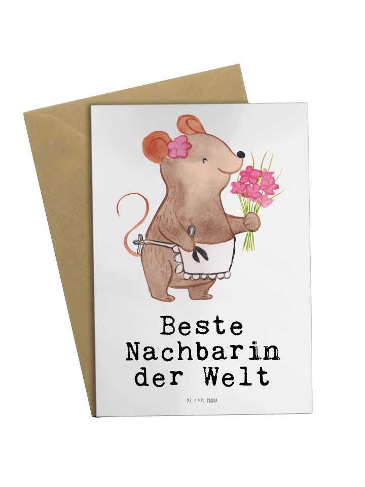 Klappkarte Maus Beste Nachbarin der Welt mit Sp... in Weiß