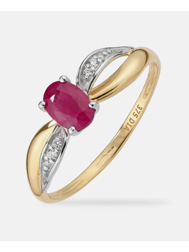 Ring, mit Rubin, 375 Gelbgold