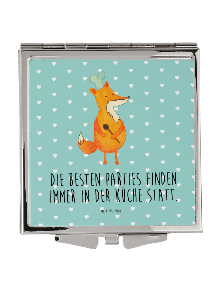 Schminkspiegel Fuchs Koch mit Spruch in Türkis Pastell