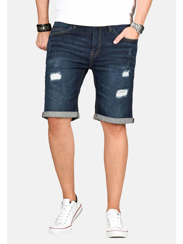 Indicode Kaden Holes Herren Shorts Bermudas B715 in Blau