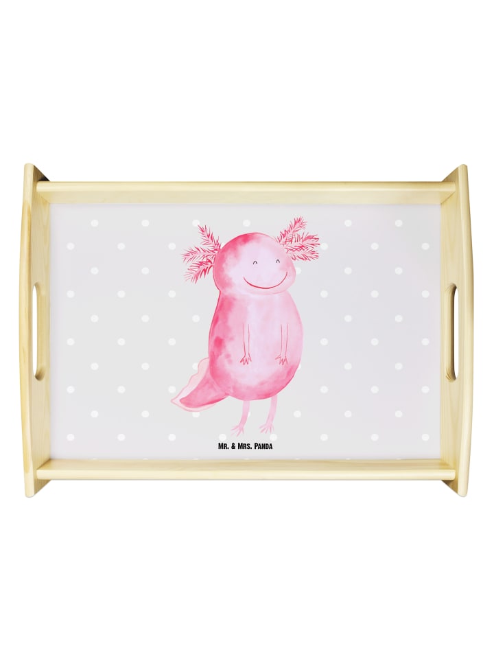 Sofa Tablett Axolotl Glücklich ohne Spruch in Grau Pastell