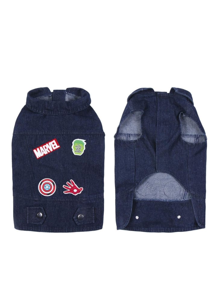 Marvel Denim Jacke Hund Größe XXS Hunde Outfit Baumwolle Polyester in Blau