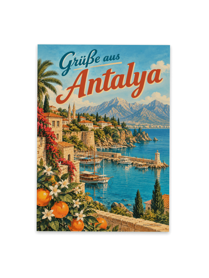 Postkarte Hafen nostalgisch Design mit Spruch in Weiß