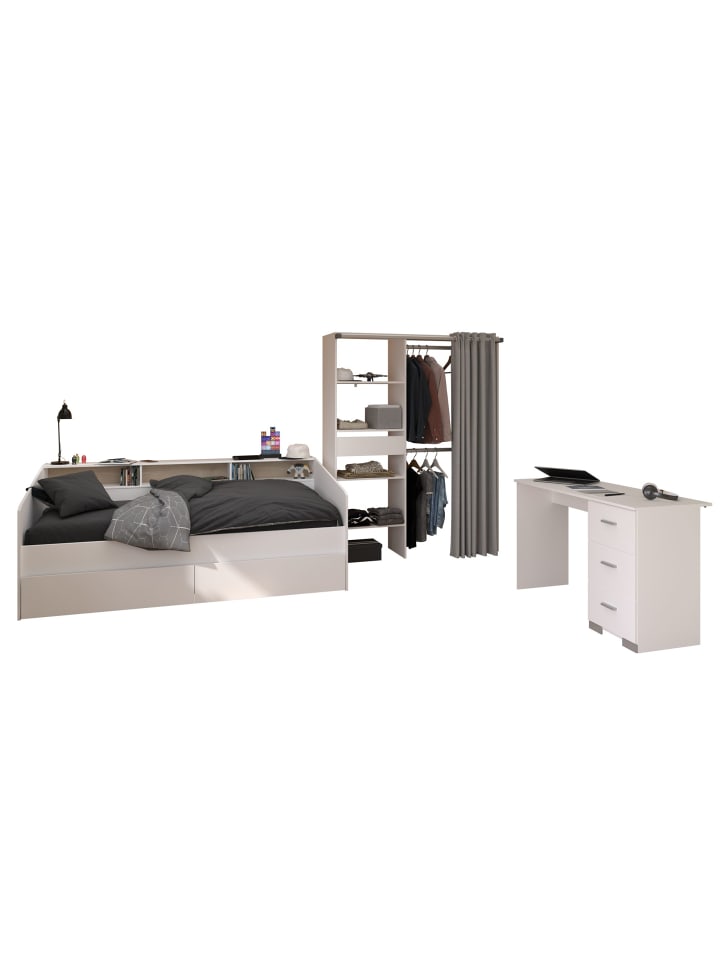 Kinderzimmer Set Parisot Sleep 3-tlg. Holzdekor Weiß/Eiche