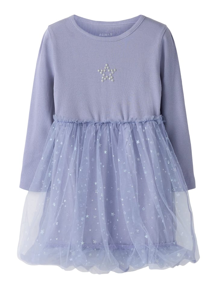 Tüllkleid langarm Glitzer-Sterne Nmfrarana in lavender icing