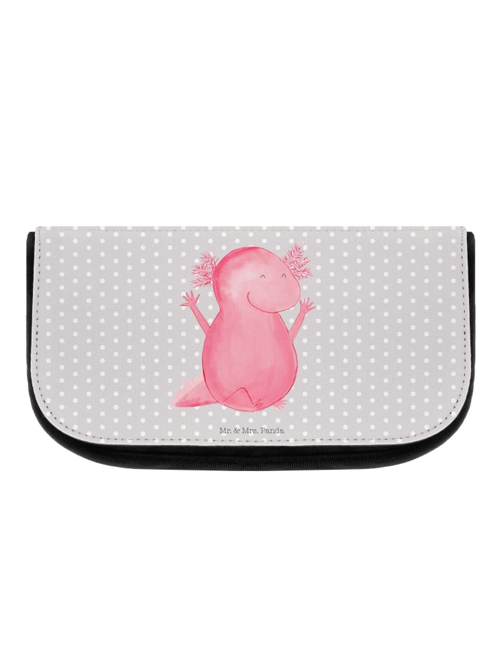 Waschtasche Axolotl Hurra ohne Spruch in Grau Pastell