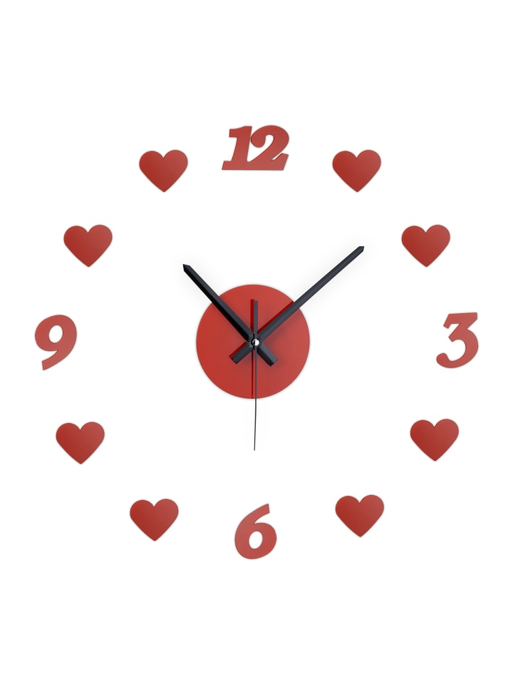 DIY Wanduhr "Herzen" in Rot