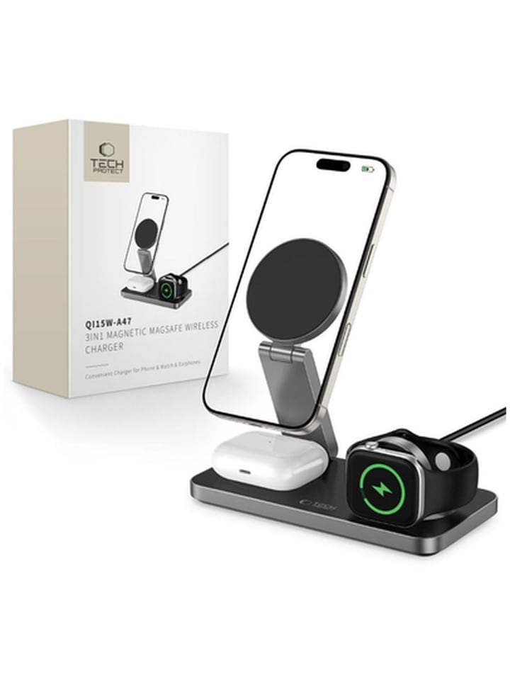 Tech Protect QI15W A47 MagSafe 3in1 Induktives Ladegerät