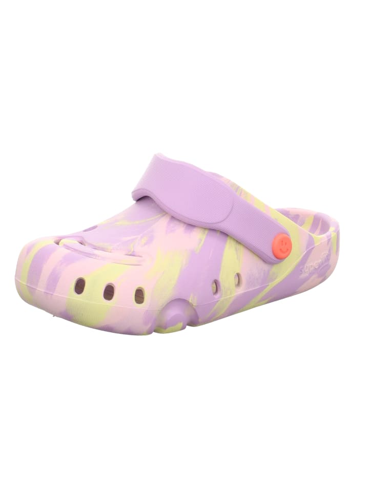 Pantolette SPLASH C in Lila/Gelb