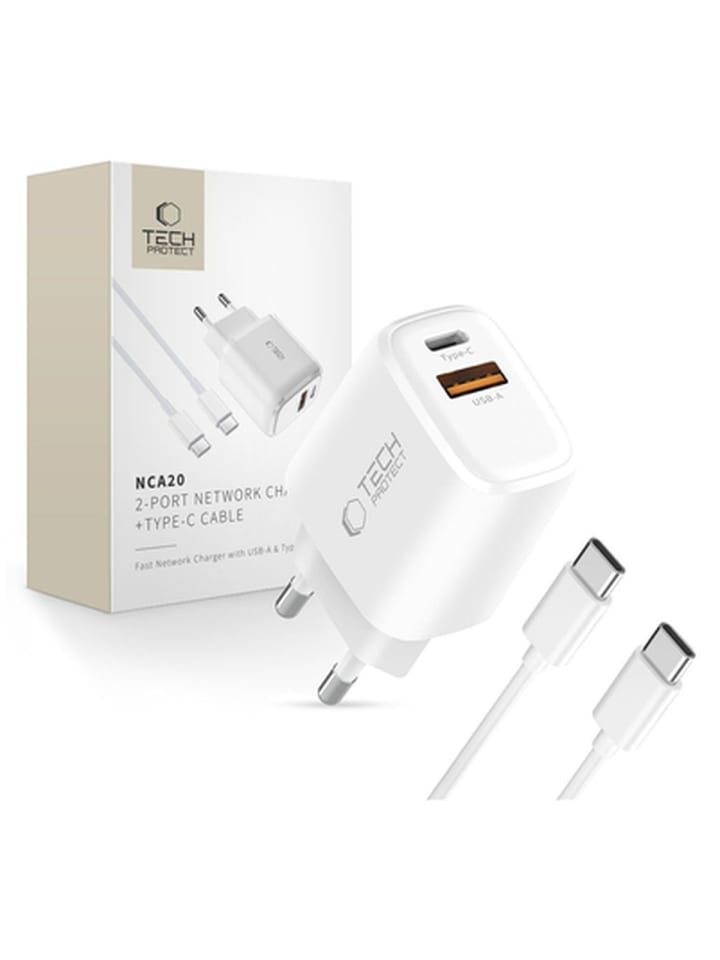 Tech Protect NCA20 PD 20 W QC3.0USB-A USB-C WandLadegerät