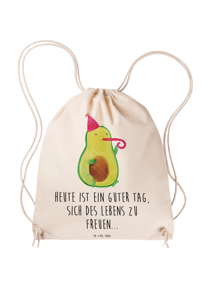 Sportbeutel Avocado Feier mit Spruch in Creme