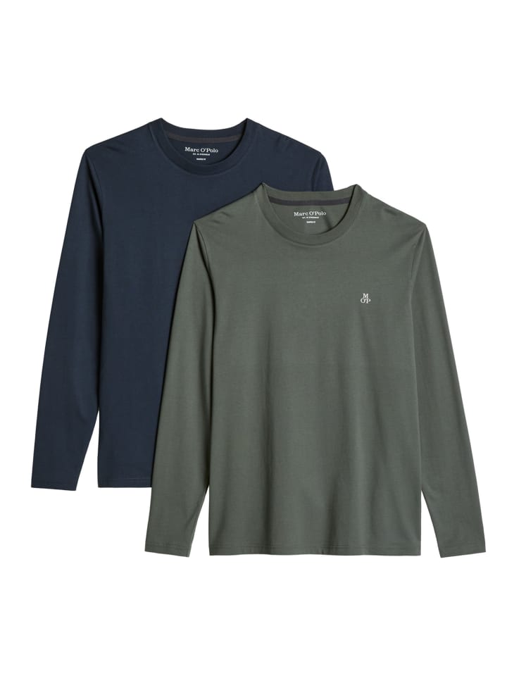 Longsleeve 2er Pack in Dunkelblau/Dunkelgrün