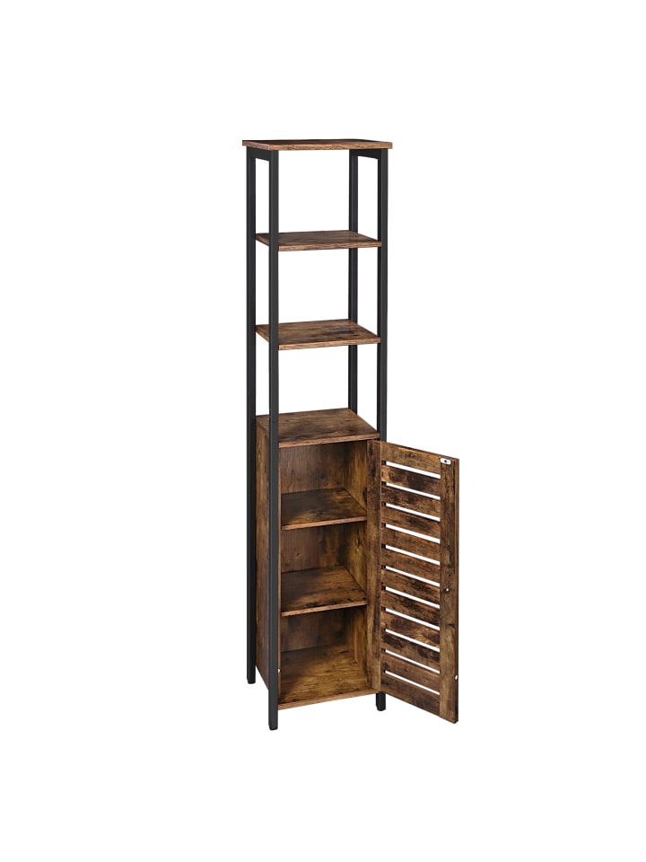 Hochschrank Hanis in Vintagebraun-Schwarz - (B)30 x (H)167 x (T)37 cm