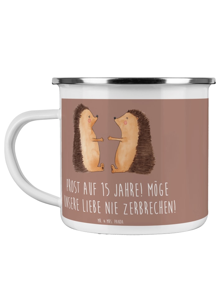 Trinkbecher 15. Hochzeitstag Gläserne Hochzeit ... in Braun Pastell