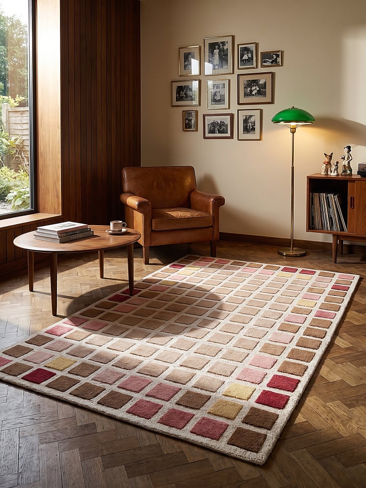 Teppich Wolle für Fußbodenheizung HAMPS modern Wohnzimmer in Rosa