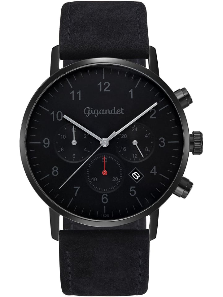 Quarzuhr Dualtime "MINIMALISM II" in Schwarz