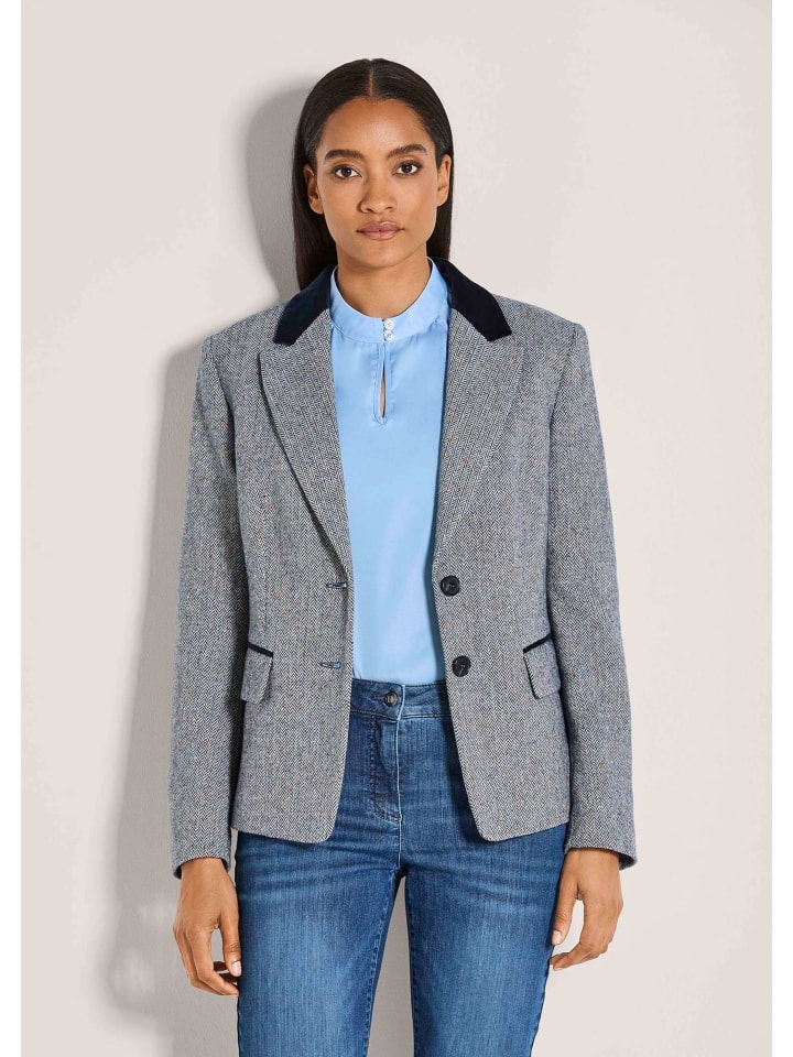 Businessblazer mit Reverskragen in marine / rauchblau
