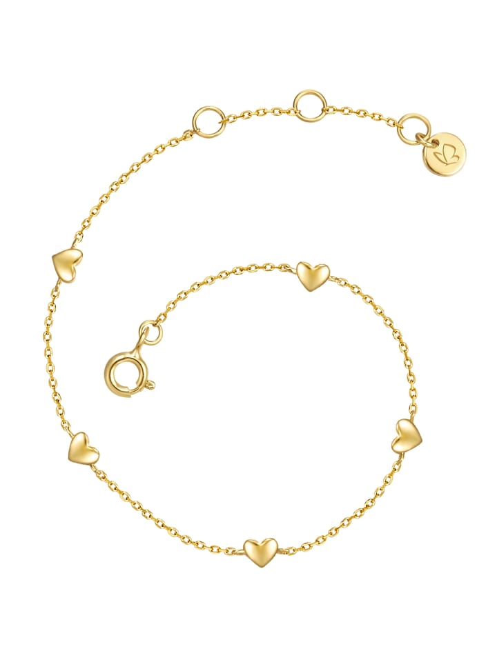Armband Herz aus Sterling Silber in gelbgold