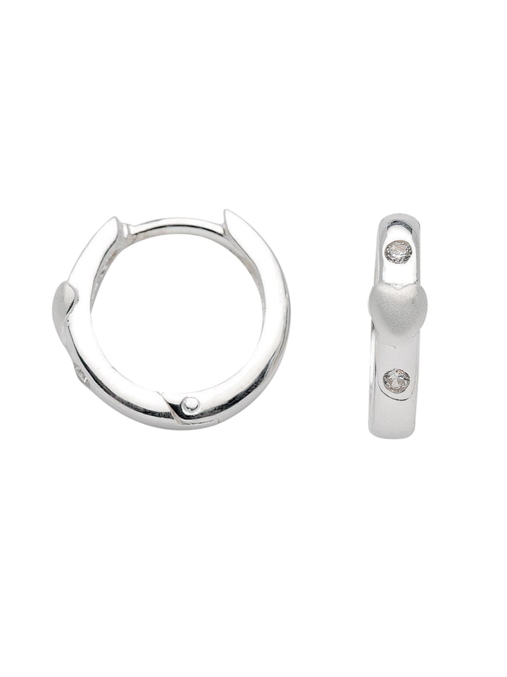 925 Silber Ohrringe / Creolen Herz mit Zirkonia Ø 13,8 mm in silber