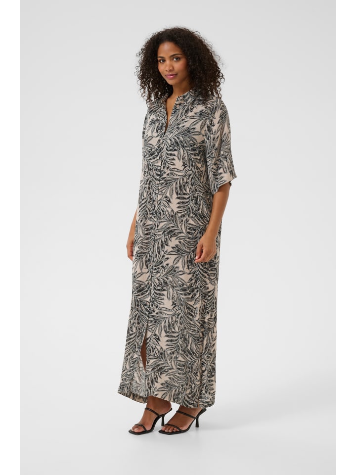 Kleid KAthora Loose fit in Feather Gray Leaf Print