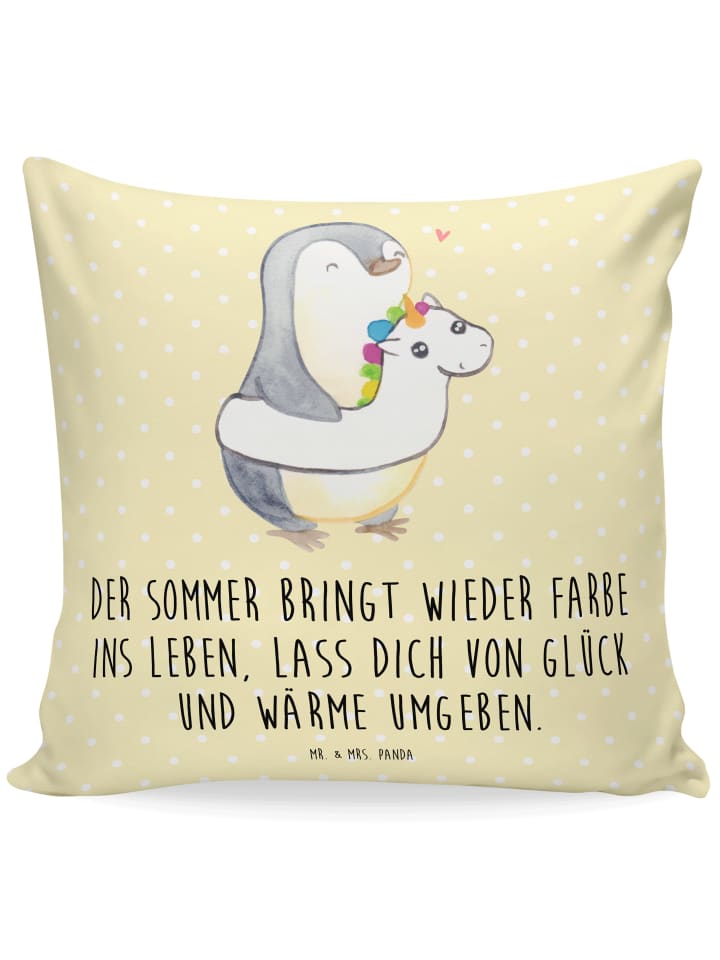 Kissen Sommerfarben mit Spruch in Gelb Pastell