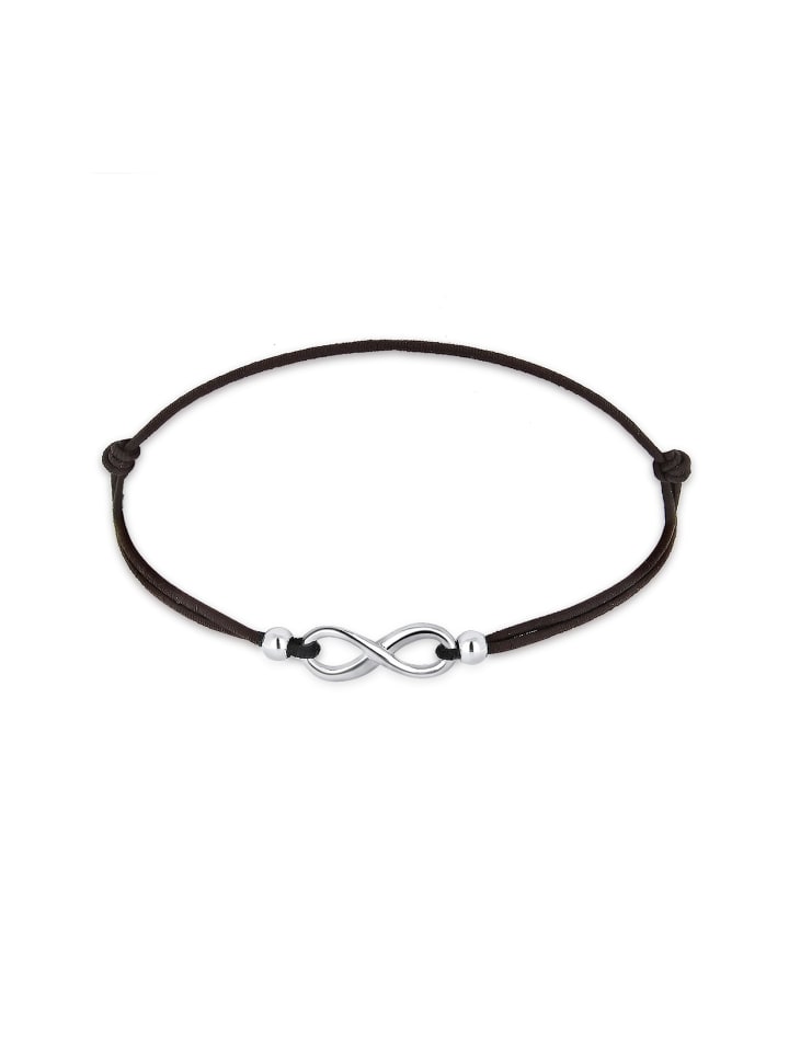 Armband 925 Sterling Silber Infinity in Schwarz