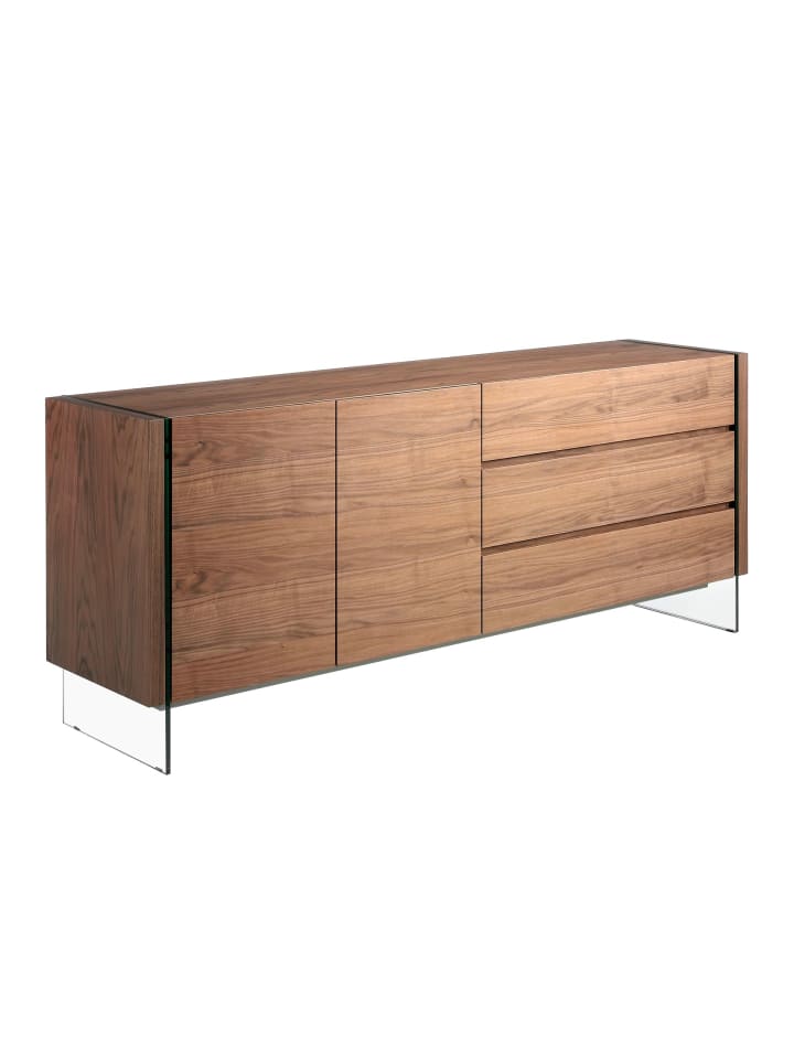 Anrichte 3086 in Glas / Walnuss – (B)188 x (H)75 x (T)45 cm