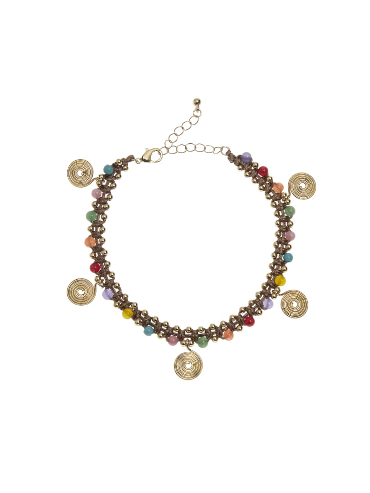 Fußkette mit Anhänger in braun-bunt