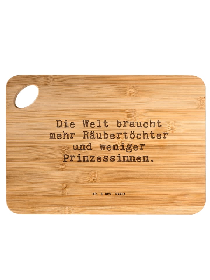 Schneidebrett Die Welt braucht mehr... mit Spruch in Braun
