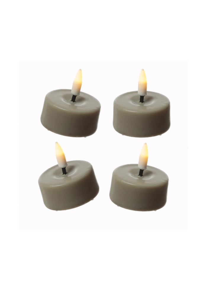 4x LED Mini Teelichter Mia flackernd mit Batterien D: 3,5cm in sand