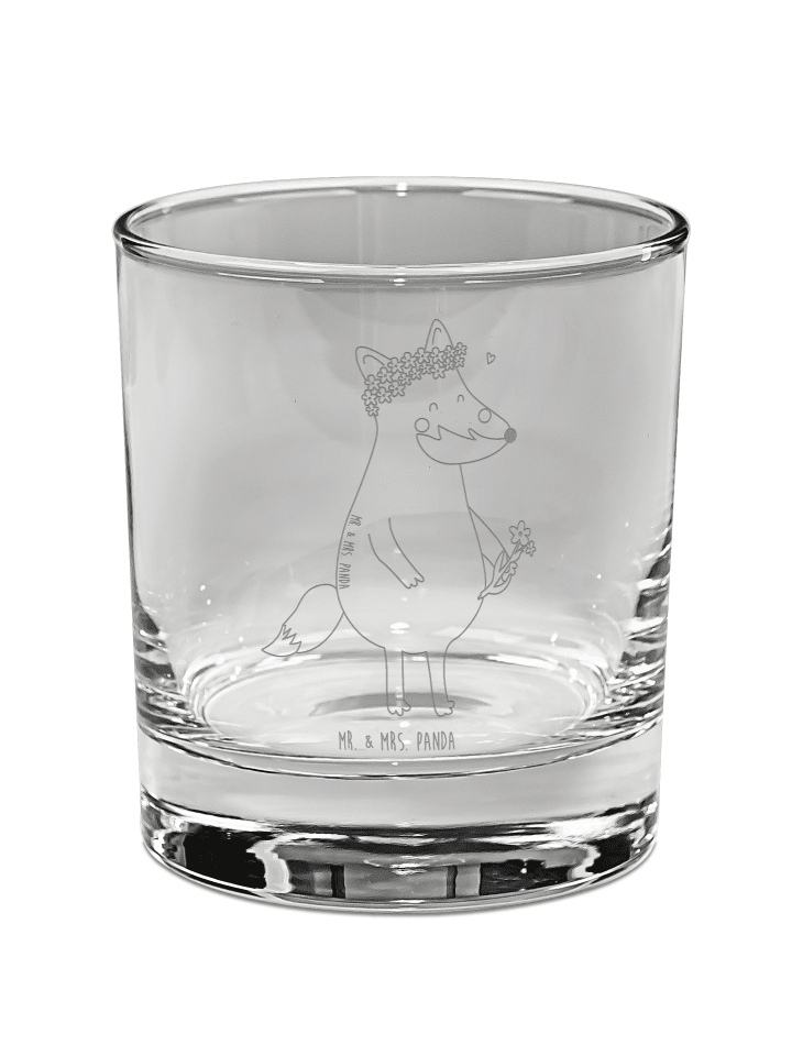 Whisky Glas Fuchs Blumen ohne Spruch in Transparent