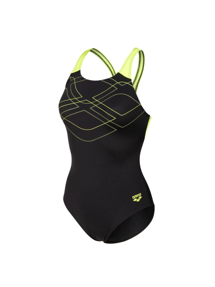 Graphic Swimmsuit Swim Pro Back Blickdicht in schwarz