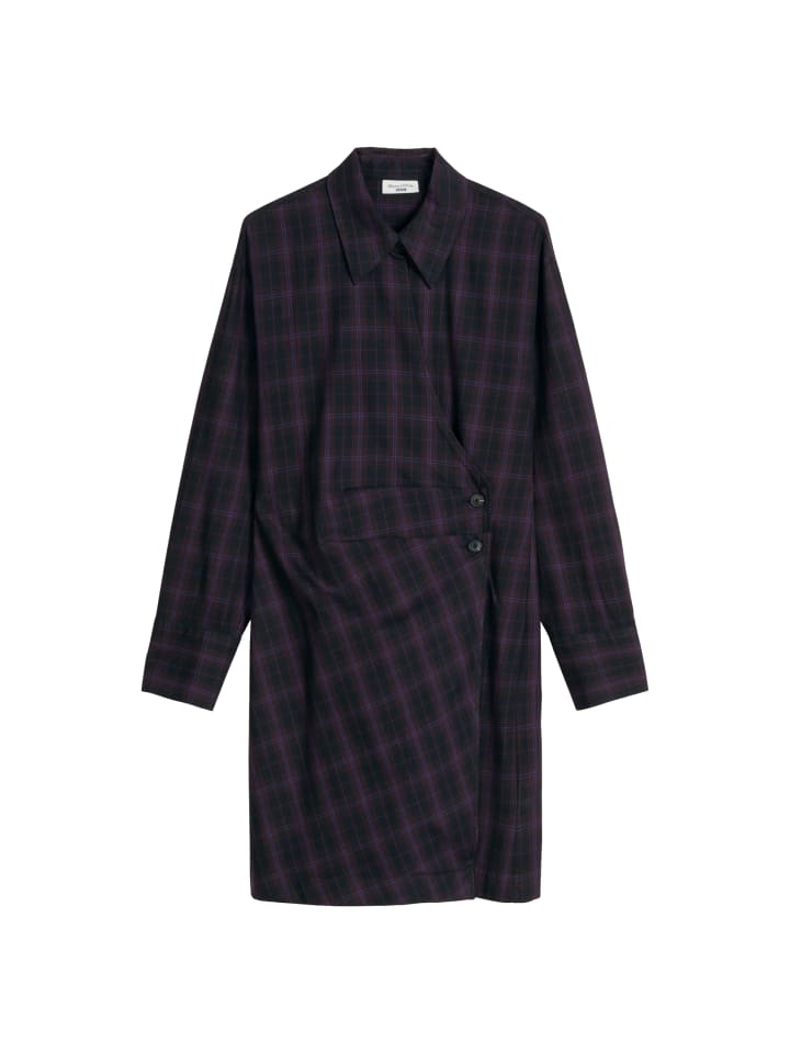 Kariertes Baumwollkleid fitted in Schwarz