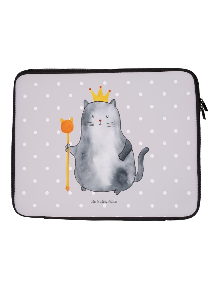 Laptop Bag Katze König ohne Spruch in Grau Pastell