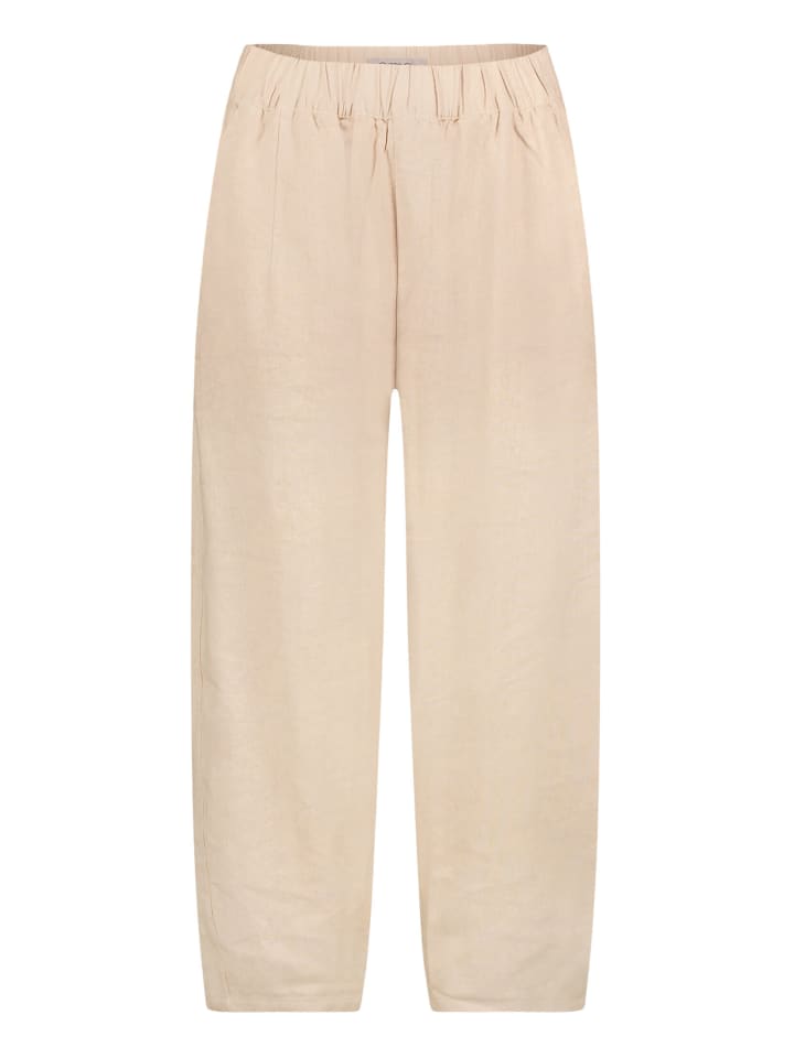 Leinenhose mit Gummizug in beige