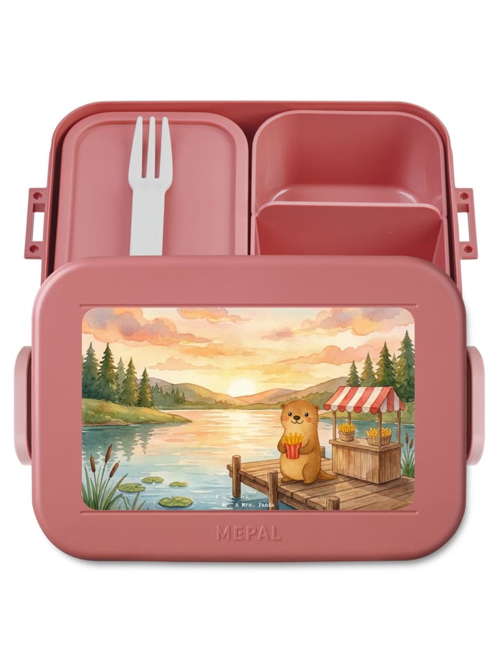 Bentobox Otter See Pommes Design ohne Spruch in Rot Pastell