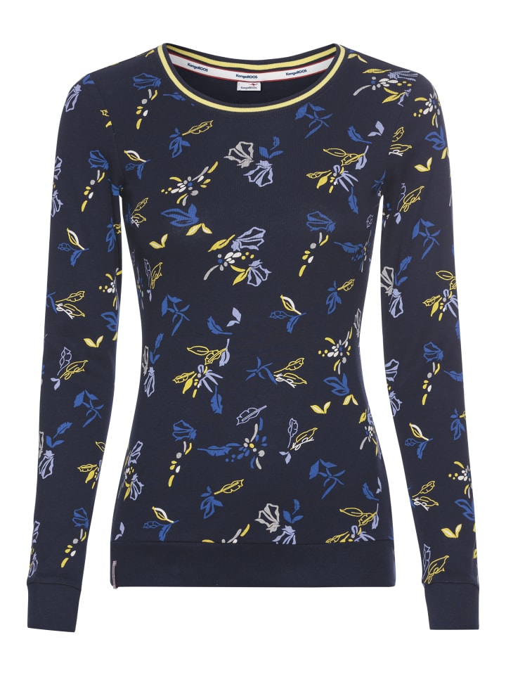 Langarmshirt in marine-bunt