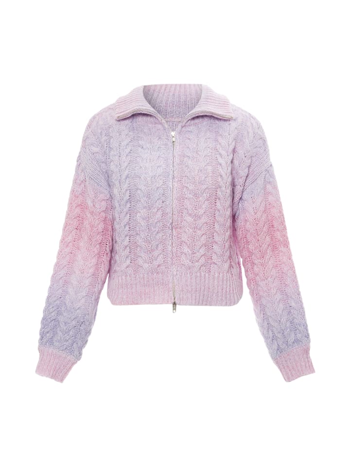 Damen Strickjacke in LILA WOLLWEISS