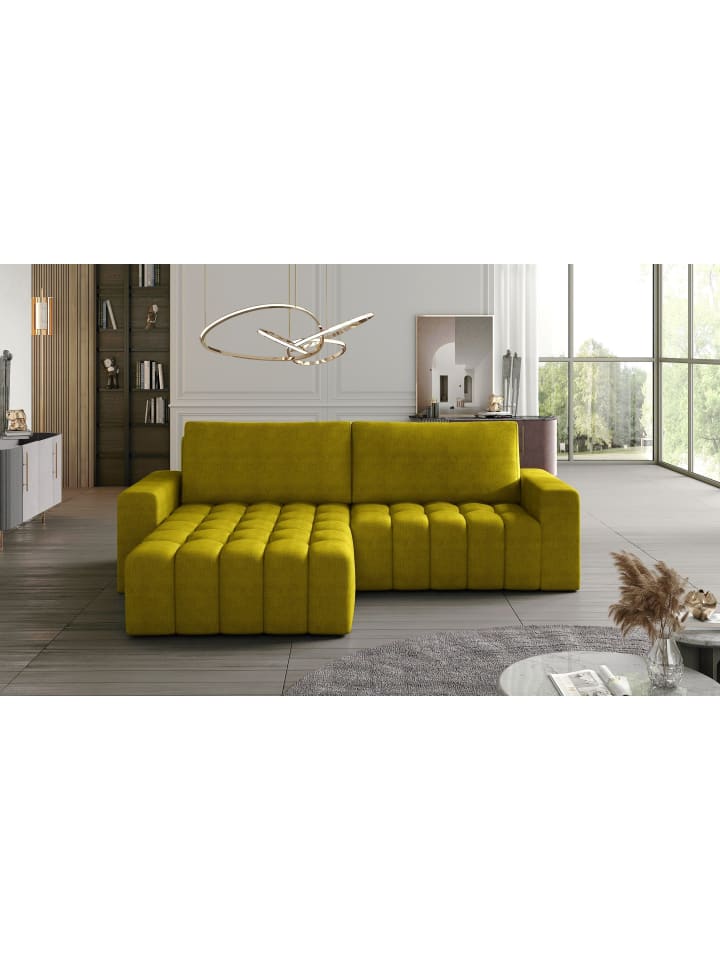 Bonita Recamiere Links in Senf - (L) 175 x (B) 250 x (H) 92 cm