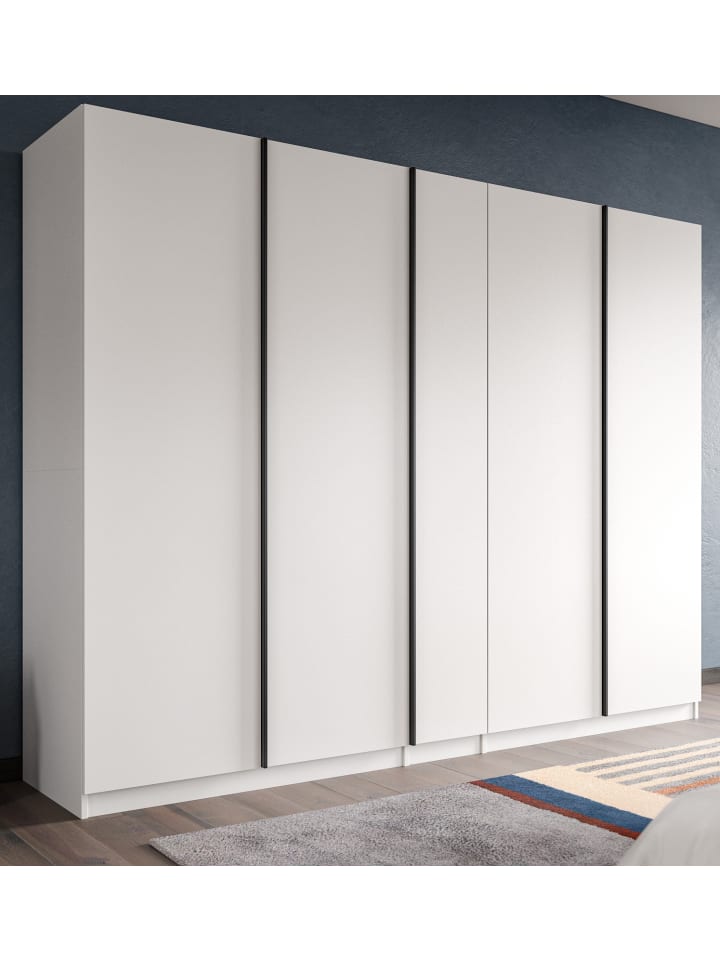 Kleiderschrank weiß 5-türig 230 x 183 cm, Drehtürenschrank mit viel Stauraum