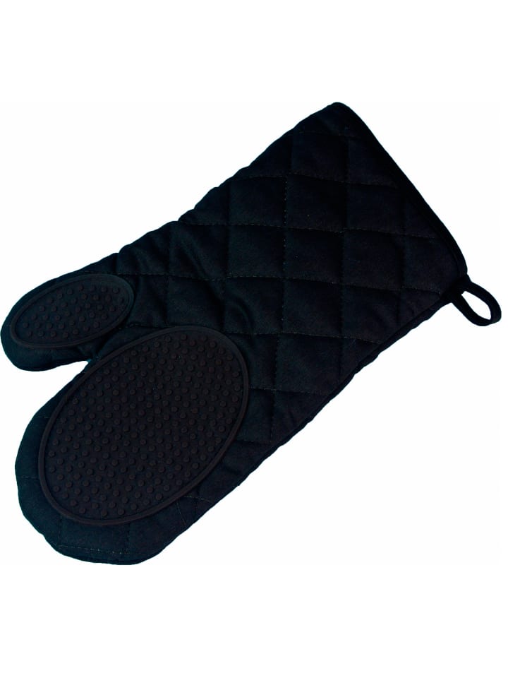 Ofenhandschuh mit Silikongriff in Schwarz, 30 x 18 cm