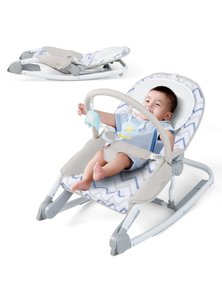 2 in 1 Babywippe klappbar 0-6 Monaten in Grau