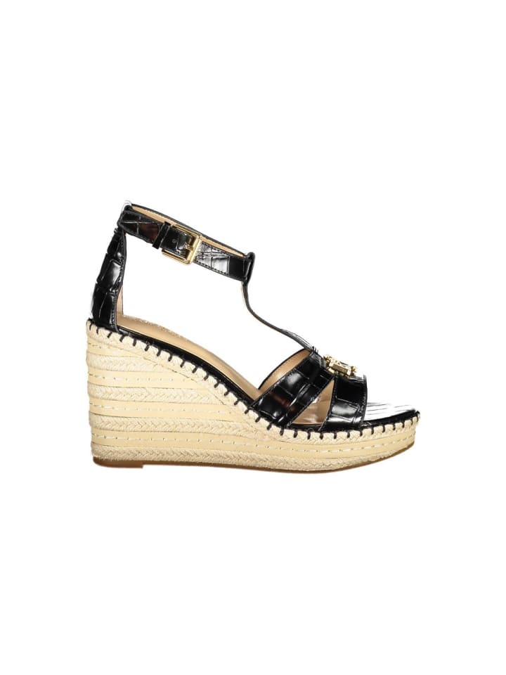 Schwarz Leder Damen Sandale